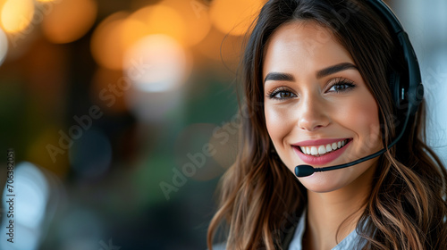Accomplished Working Woman Assists Callers with Care, generated by IA