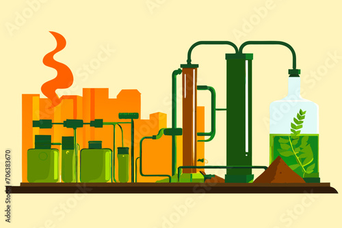 Biofuel production process. vektor icon illustation photo