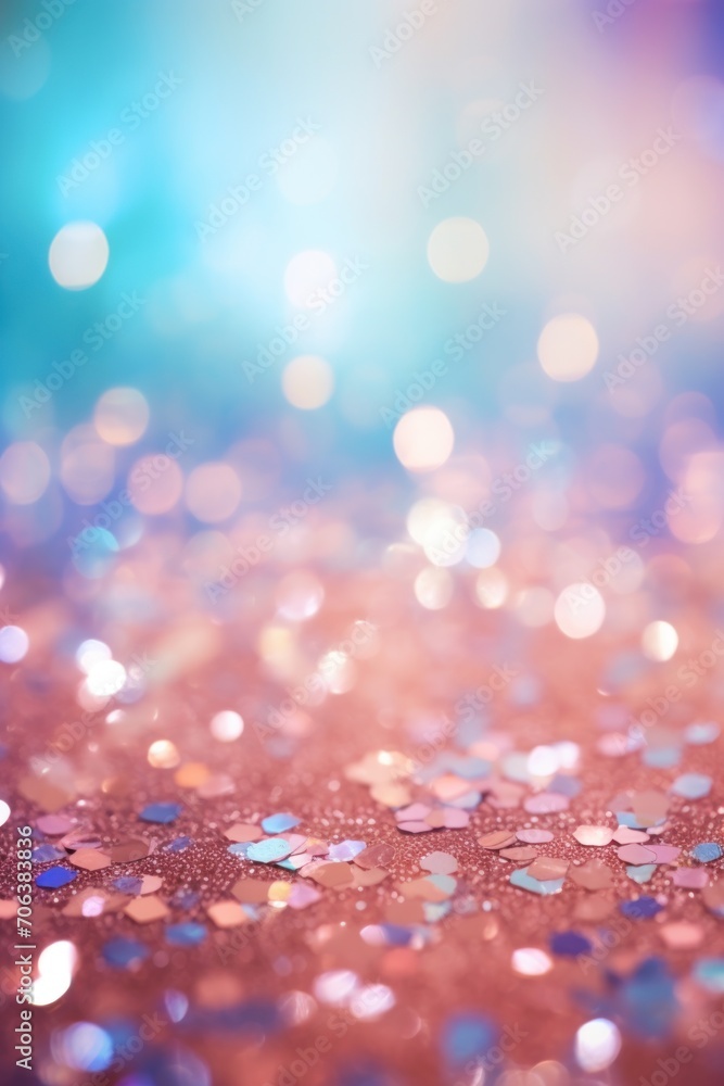 Background of abstract glitter lights. Dusty rose, titanium, and azure