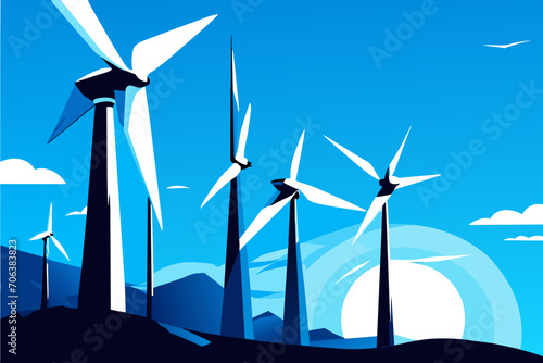 Wind turbine technology. vektor icon illustation photo