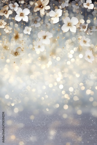 Background of abstract glitter lights. Orchid, platinum, and charcoal gray. Defocused