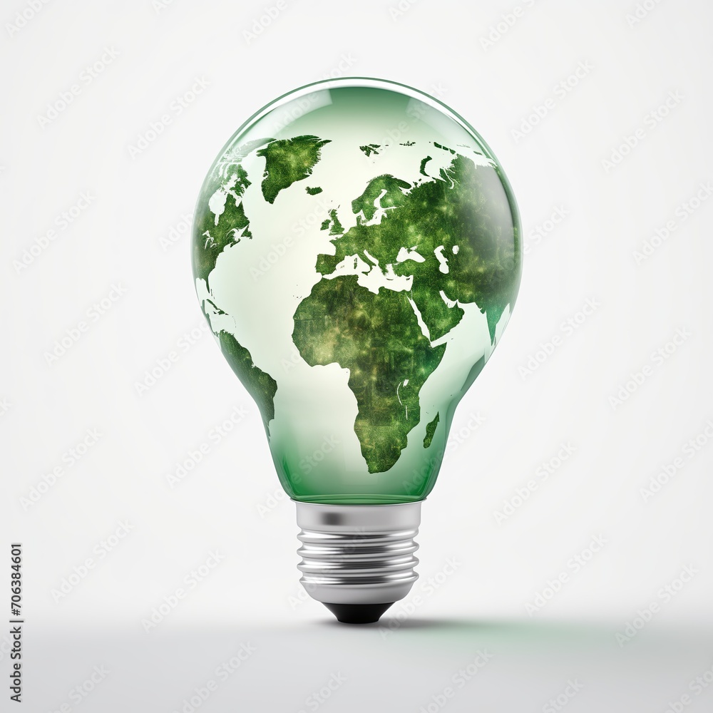 Earth Day. Green energy. Power consumption. Energy efficiency. Bulb