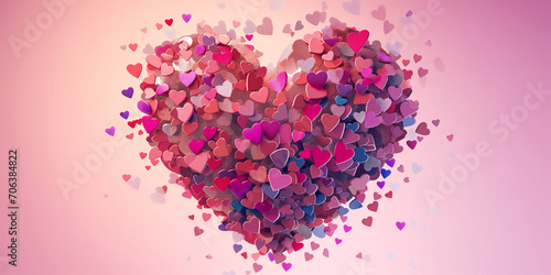 Schönes Herz im glitzernden pink mit rosa Hintergrund zum Muttertag und Valentinstag im Querformat für Banner, ai generativ photo