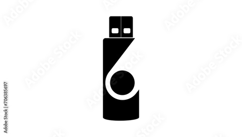 USB flash drive, black isolated silhouette