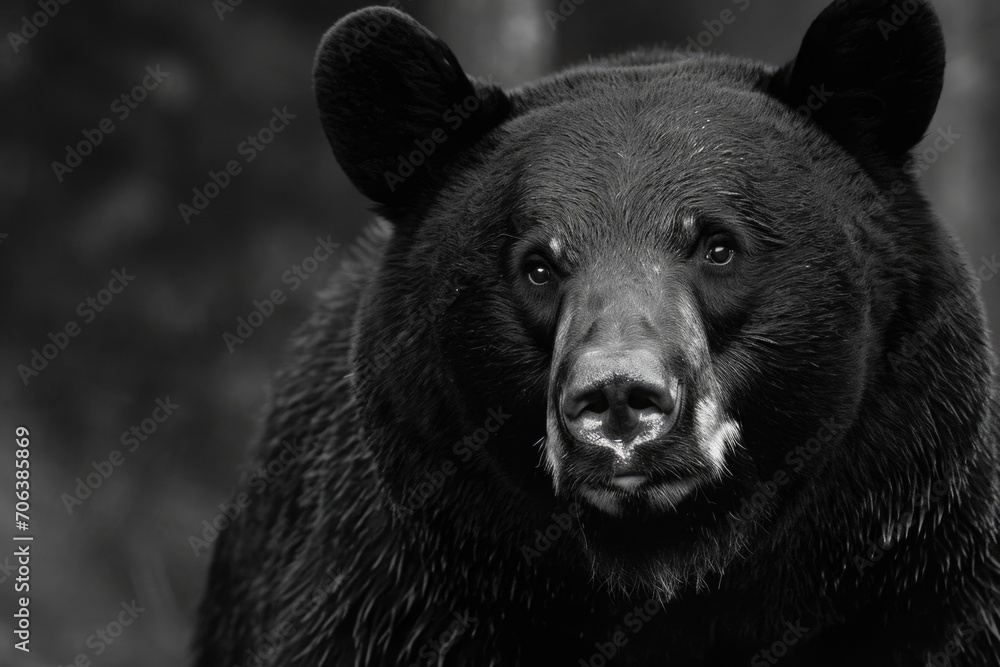 A black bear standing in a forest, looking directly at the camera. Suitable for nature and wildlife-themed projects A black bear standing in a forest, looking directly at the camera. Suitable for nature and wildlife-themed projects