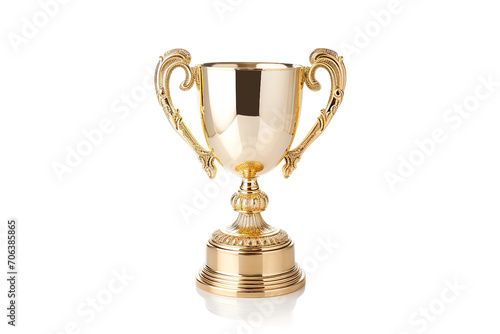 Shiny Gold Trophy Cup isolated on transparent background