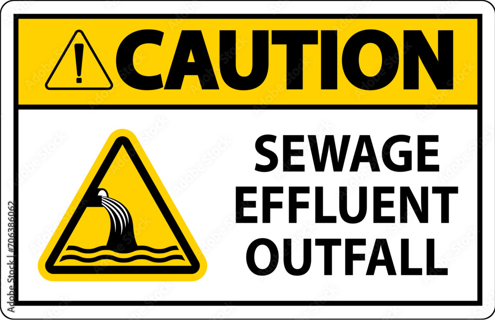 Water Safety Sign Caution - Sewage Effluent Outfall Water Safety Sign Caution - Sewage Effluent Outfall