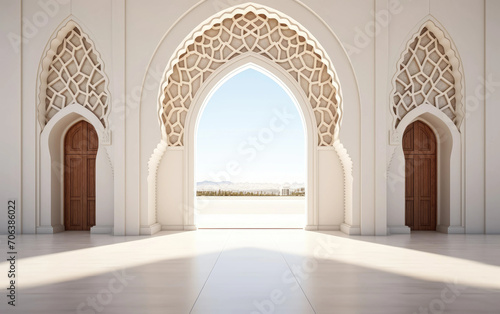 Islamic Architecture in Arches on White or PNG Transparent Background