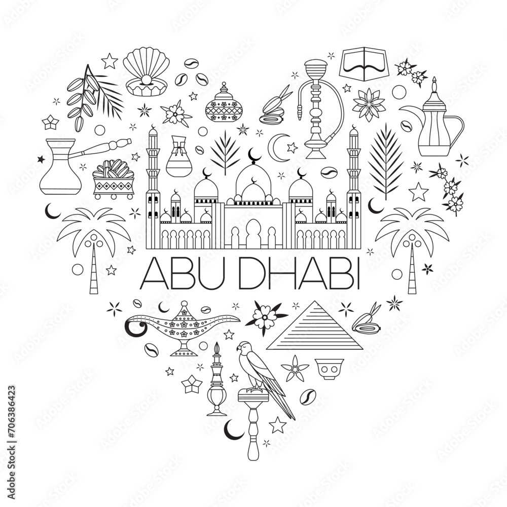 I love Abu Dhabi Line Art Travel Card