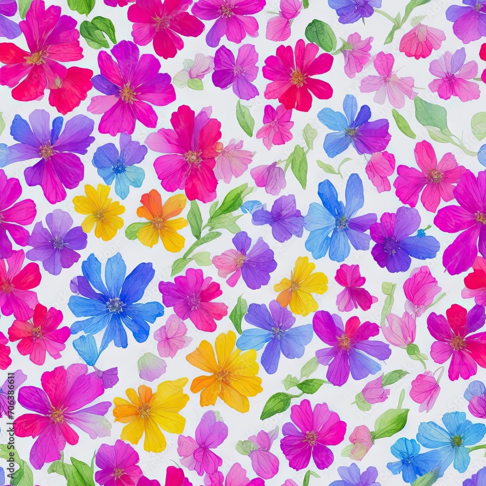 Flowers. Abstract seamless pattern. AI generated.