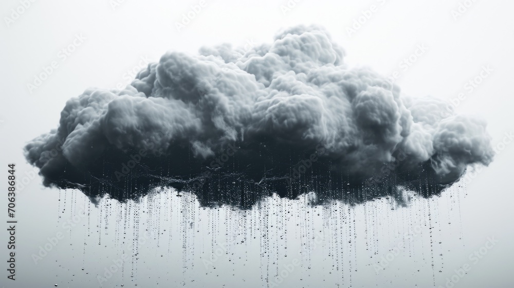 A black cloud floating in the air. This image can be used to depict a stormy weather or a dark atmosphere - obrazy, fototapety, plakaty 
