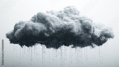 A black cloud floating in the air. This image can be used to depict a stormy weather or a dark atmosphere