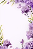 Banner with flowers on light lavender background 