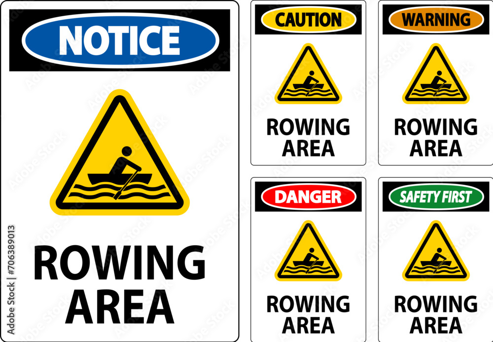 Water Safety Sign Warning - Rowing Area Water Safety Sign Warning - Rowing Area