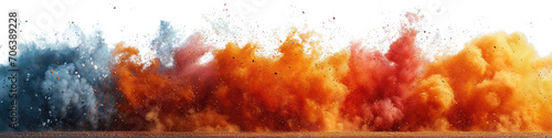 Explosion fire and flames wide isolated on white  transparent  PNG