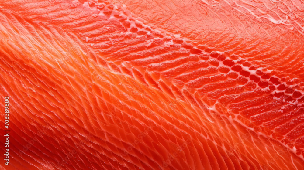 Close-up of raw fresh salmon sashimi structure. Food fish background. Generative AI Close-up of raw fresh salmon sashimi structure. Food fish background. Generative AI