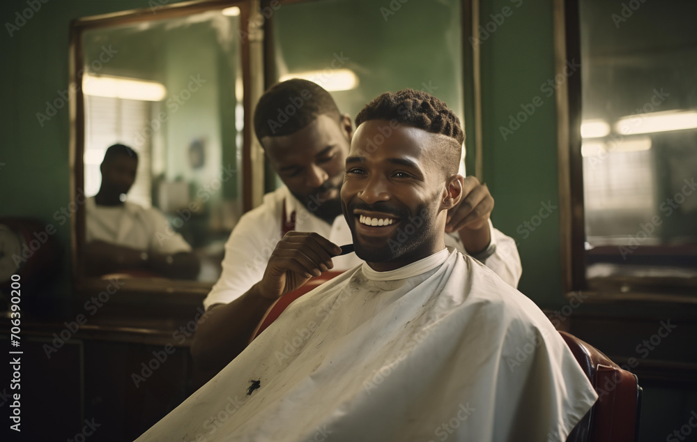 Man at Hairdresser Barber Male Hair Cutting Salon Man at Hairdresser Barber Male Hair Cutting Salon