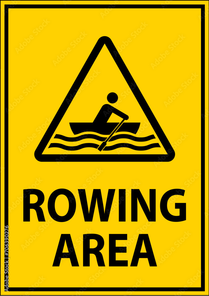 Water Safety Sign Warning - Rowing Area Water Safety Sign Warning - Rowing Area