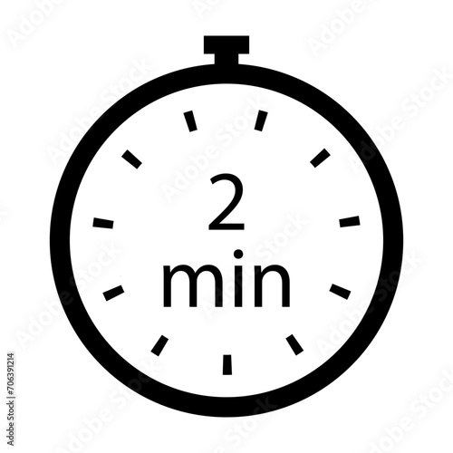 Timer 2 min line icon. Time, stopwatch, alarm clock, clock, run, second, speed, hour, minute, record, sport, cooking. Vector icon for business and advertising