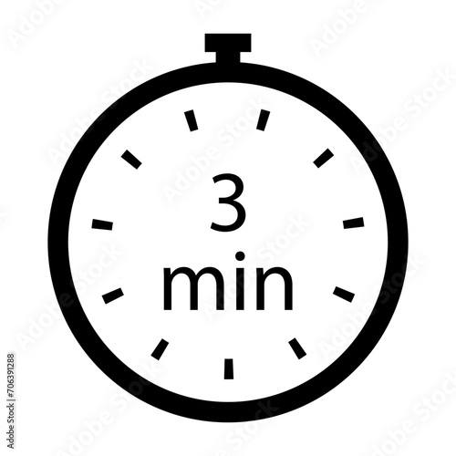Timer 3 min line icon. Time, stopwatch, alarm clock, clock, run, second, speed, hour, minute, record, sport, cooking. Vector icon for business and advertising