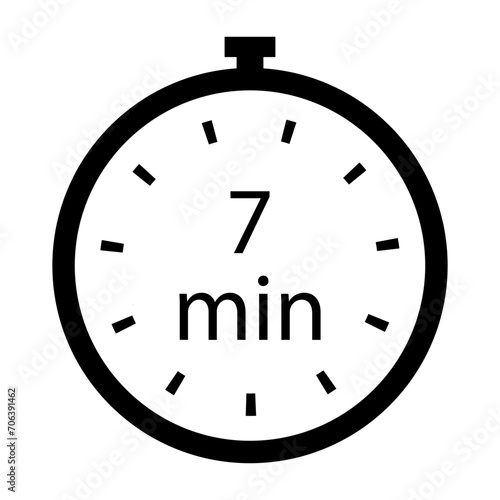 Timer 7 min line icon. Time, stopwatch, alarm clock, clock, run, second, speed, hour, minute, record, sport, cooking. Vector icon for business and advertising