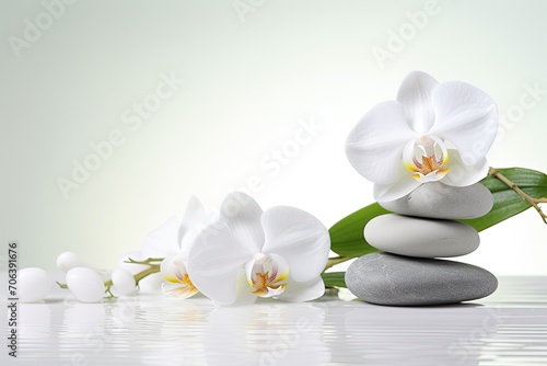spa and wellness concept with flower and zen stones
