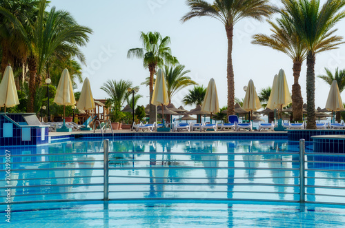 pool without people in an empty hotel in Hurghada Egypt