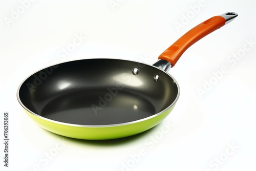 Culinary elegance Flying pan stands alone on a white background