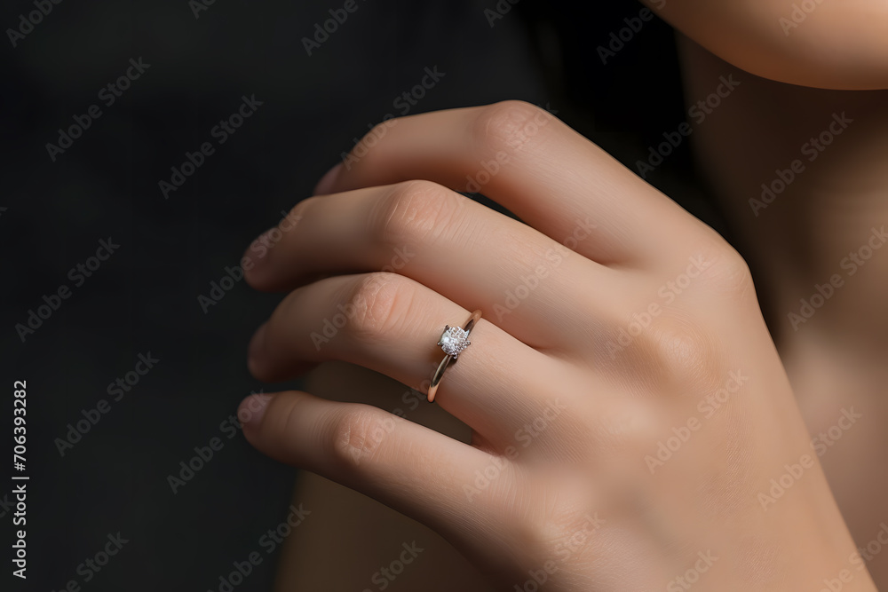 Woman's hand with engagement ring