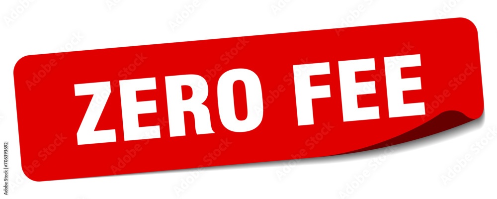 zero fee sticker. zero fee label - obrazy, fototapety, plakaty 