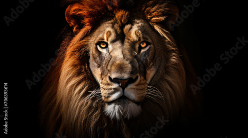  Lion portrait on black background © Possibility Pages