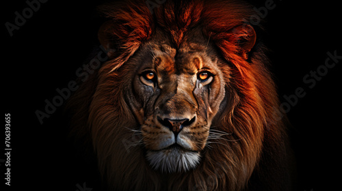  Lion portrait on black background © Possibility Pages
