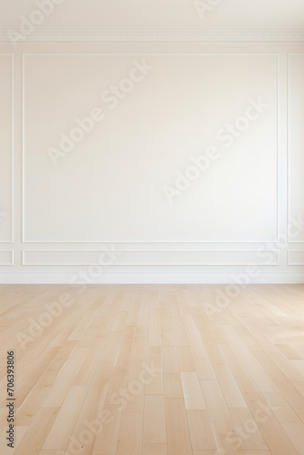 Blank scene with clean hardwood floors and white walls  AI generated illustration