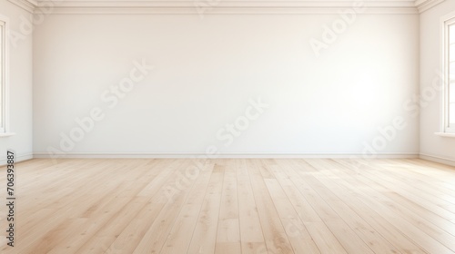 Blank scene with clean hardwood floors and white walls AI generated illustration