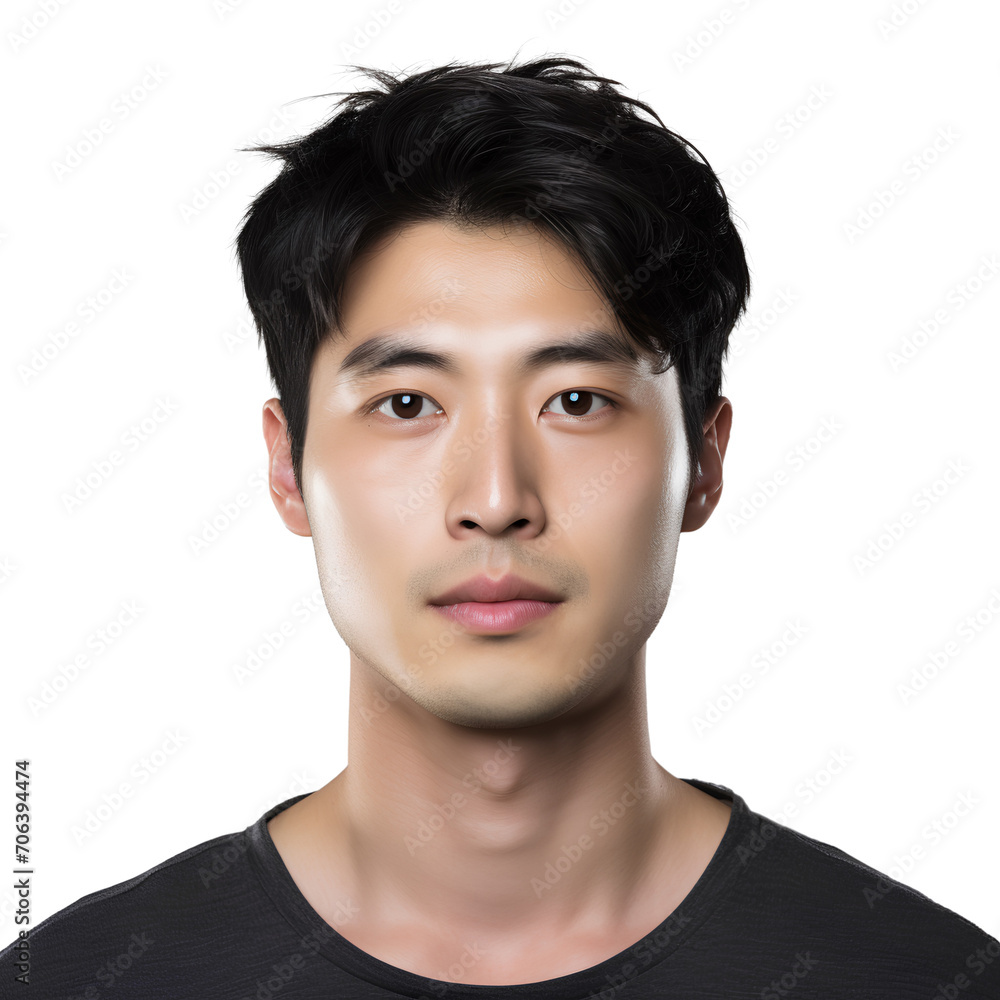 Close-up portrait of a korean guy headshot, isolated on white background Close-up portrait of a korean guy headshot, isolated on white background