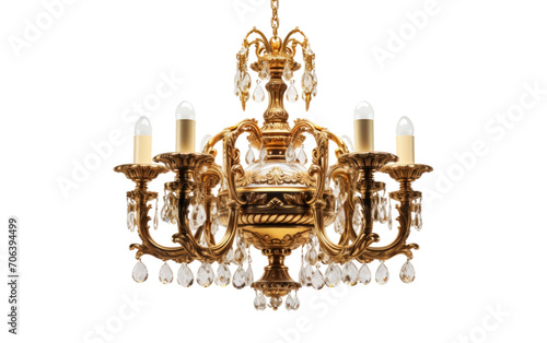 Elevate Your Space with an Ornate Gold Chandelier on White or PNG Transparent Background