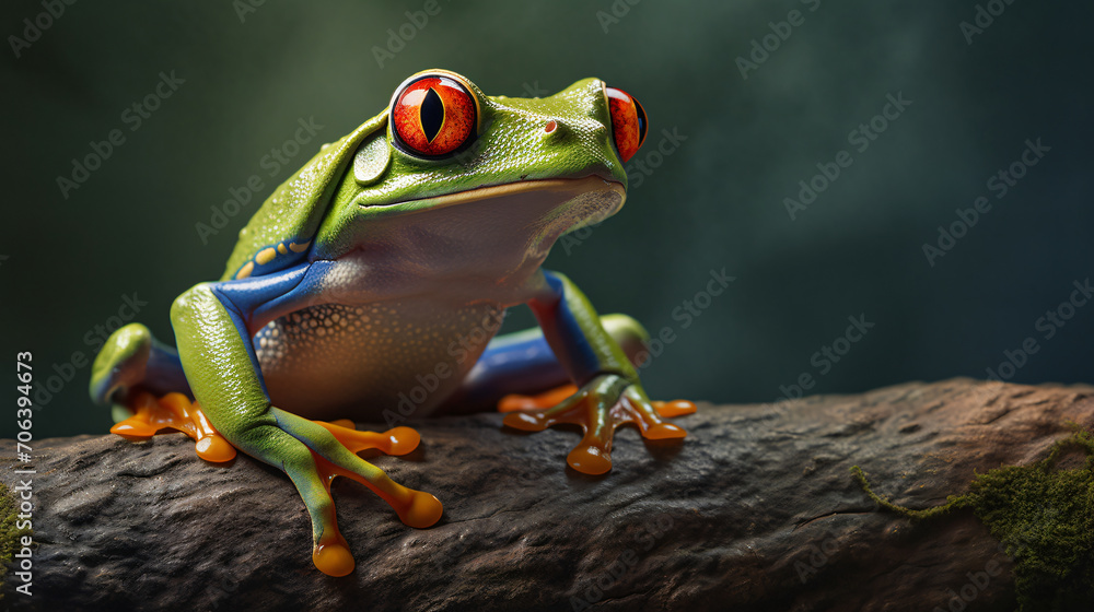 Fototapeta premium Stylish Red-Eyed Tree Frog Pose