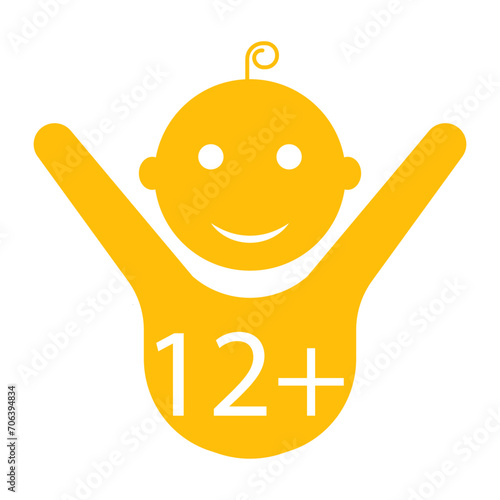 Child 12 line icon. Age limit, happiness, child, son, diapers, childhood, pacifier, foal, responsibility. Vector icon for business and advertising