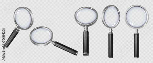 Loupe tool for zooming and magnifying objects. Vector isolated magnifier with lens for looking closer. Instrument for searching and discovery, exploration and invention research, enlarging