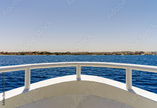 view from the bow of a ship in the Red Sea