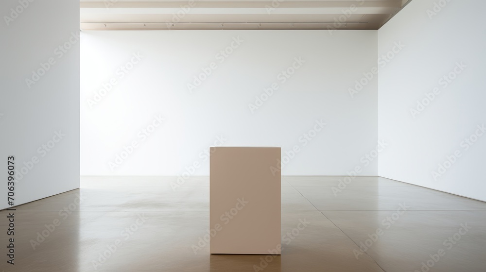 Empty pedestal in a minimalist art gallery space AI generated illustration Empty pedestal in a minimalist art gallery space AI generated illustration