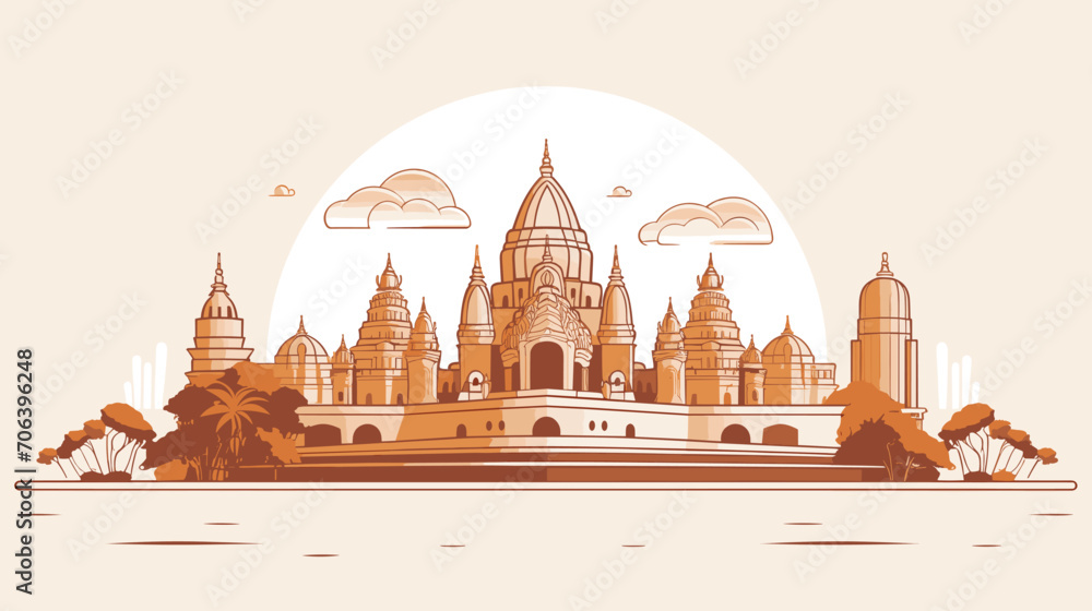 Immerse yourself in the sacred ambiance of a vector art piece that captures the timeless beauty and architectural elegance of a temple. 
