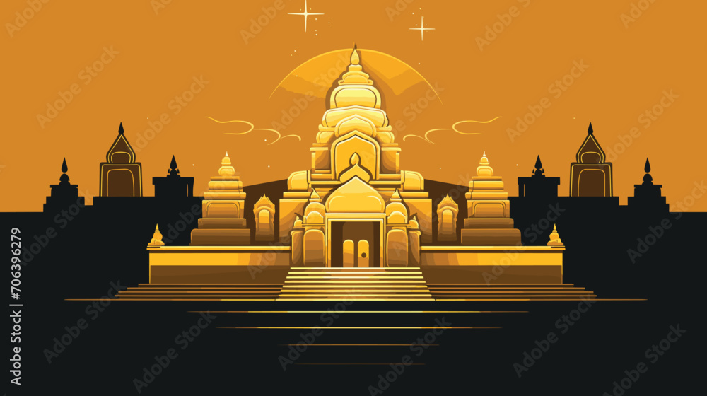 Naklejka premium Immerse yourself in the sacred ambiance of a vector art piece that captures the timeless beauty and architectural elegance of a temple. 