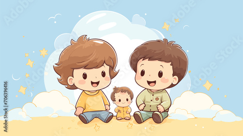 bond between siblings and baby siblings in a vector scene featuring gentle interactions, protective gestures, and the joy of familial connection. 