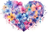 Watercolor Floral Heart in Pastel Tones: Symbol of Love and Romance - Generative AI
