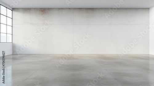 Empty white room with polished concrete floors  AI generated illustration © ArtStage