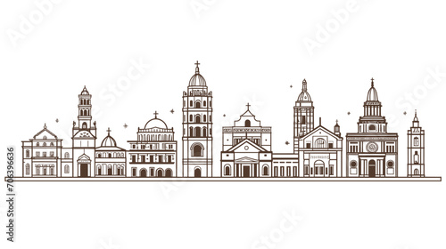 Explore the historical and architectural aspects within the Christian world with a vector art piece showcasing churches, cathedrals, and historical Christian landmarks. 