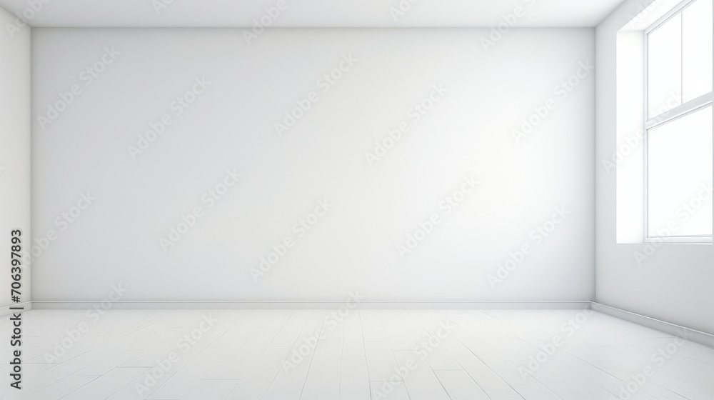 Minimalist white room with a single window AI generated illustration Minimalist white room with a single window AI generated illustration