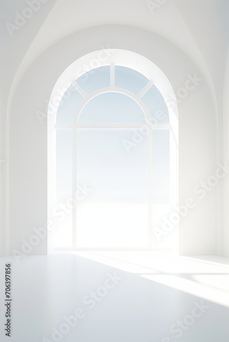 Minimalist white room with a single window  AI generated illustration © ArtStage