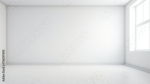 Minimalist white room with a single window AI generated illustration